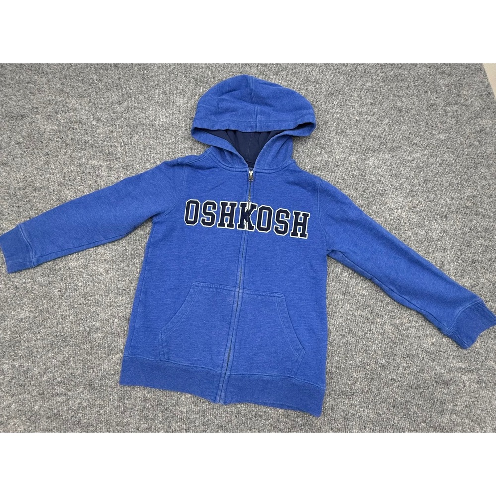 OshKosh Bgosh Kids Blue Full‎ Zip Hoodie Logo Sweatshirt Size 8 8A 3L998713
